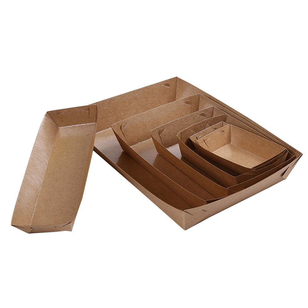 Food Snacks Box - Disposable Kraft Paper Food Trays 30